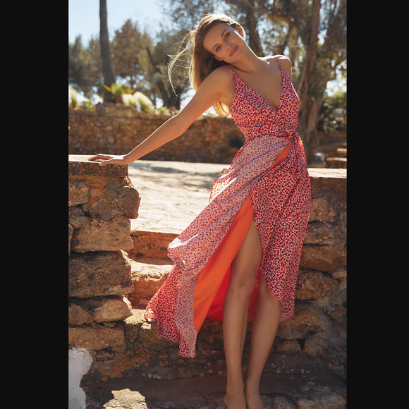 NWT Anthropologie Hutch Flutter Wrap Midi Dress - Large - Picture 3 of 10